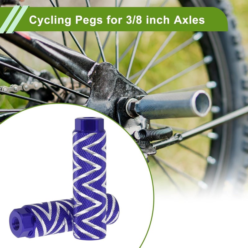 Partuto 4 Pcs Aluminum Alloy Anti-Skid Bike Pegs 100mm Length Wave Texture Bicycle Backseats Stands Cycling Foot Pegs 3/8 Inch Axles - Image 2